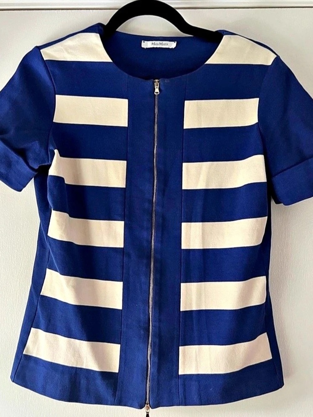 MaxMara Striped Zip Front Jacket Top